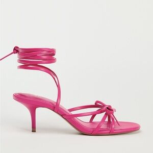 ZARA Hot Pink Lace-Up High Heel Sandals Size 39 New